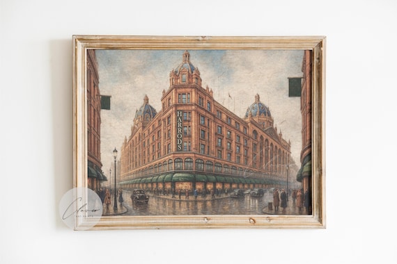 Vintage Harrods London Art Print | Classic British Architecture