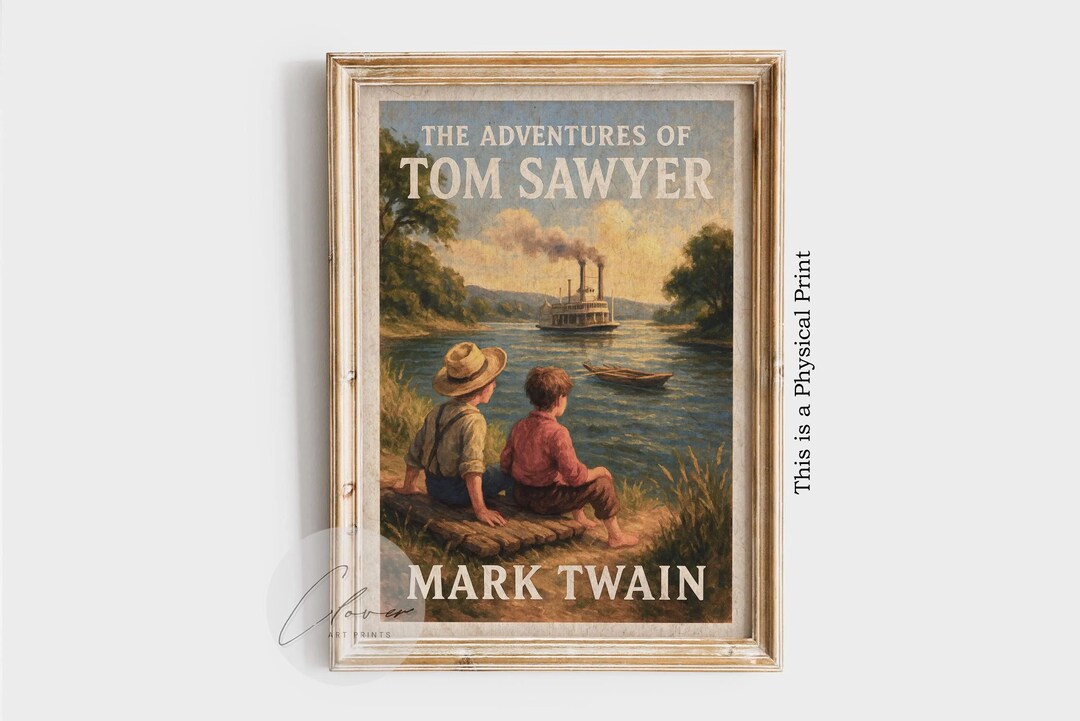 The Adventures of Tom Sawyer Vintage Book Cover Print | Mark Twain ...