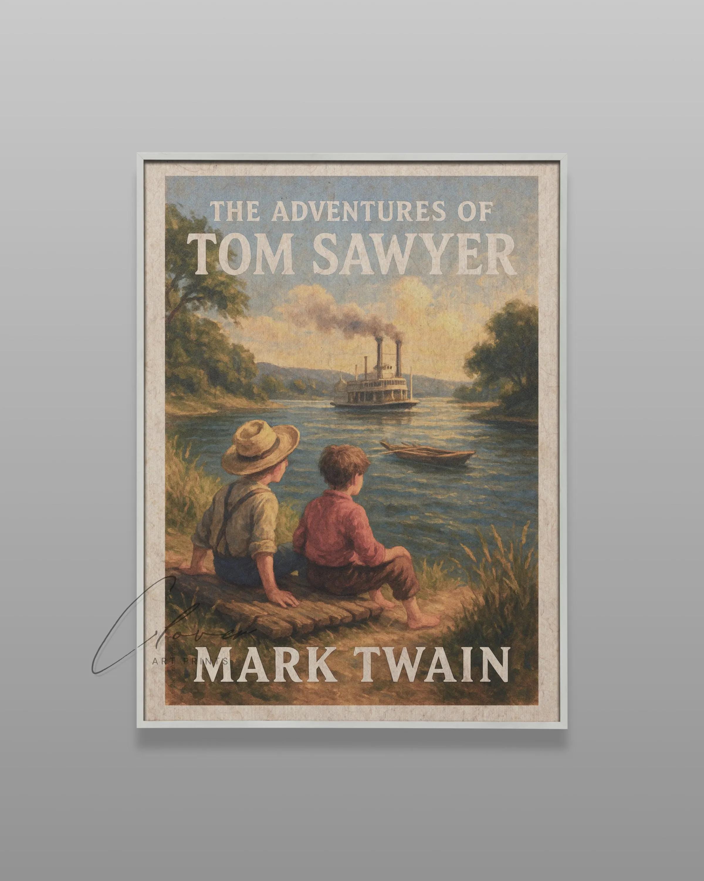 The Adventures of Tom Sawyer Vintage Book Cover Print | Mark Twain ...