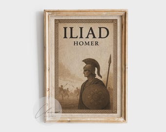 The Iliad by Homer Vintage Book Cover Print | Ancient Greek Literature Poster | Classic Epic Poem Wall Art for Scholars & Book Lovers