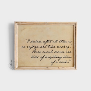 Jane Austen Vintage Zitat Kunstdruck | Bücherwurm Geschenk für Buchliebhaber | Retro Digitaldrucke | Bibliothek Wand Dekor & Leseecke