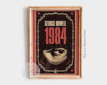 1984 Book Cover PHYSICAL Poster | George Orwell Dystopian Print | Vintage Literature Wall Art | Classic Novel Wall Decor for Bookworms