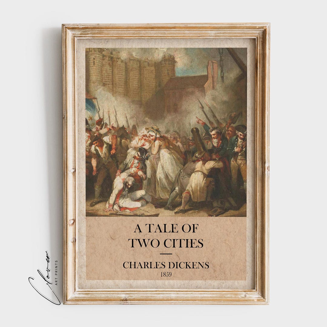 A Tale of Two Cities Book Cover Print | Vintage Charles Dickens Digital ...