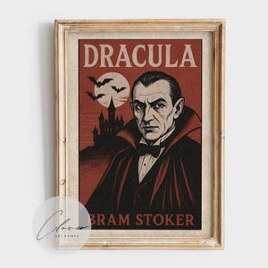 Vintage Dracula Book Cover Art Print | Gothic Wall Decor | Bram Stoker Classic Literature Illustration | Bookish Halloween Vampire Poster
