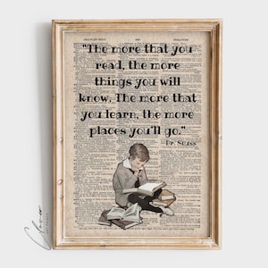 Children&#39;s Book Art Print | Bookish Gift for Bookworm | Vintage Digital Printable | Classic Book Lover Art | Nursery Wall Decor | Kids Room
