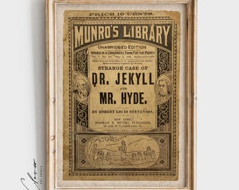 The Strange Case of Dr. Jekyll and Mr. Hyde Print | Vintage Bookish Gift for Bookworm Digital Prints | Classic Book Lover Decor | Book Art