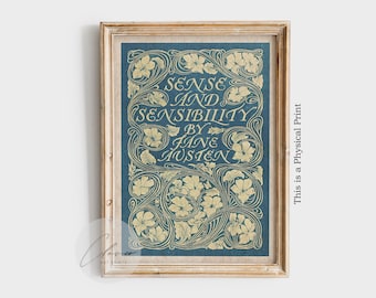 Sense and Sensibility PHYSICAL Book Art Poster | Jane Austen Vintage Book Cover Print | Classic Literature Decor | Regency Cottagecore Art