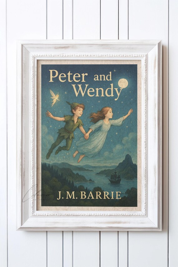 Peter Pan Wall Art Print | Vintage Peter and Wendy Book Cover