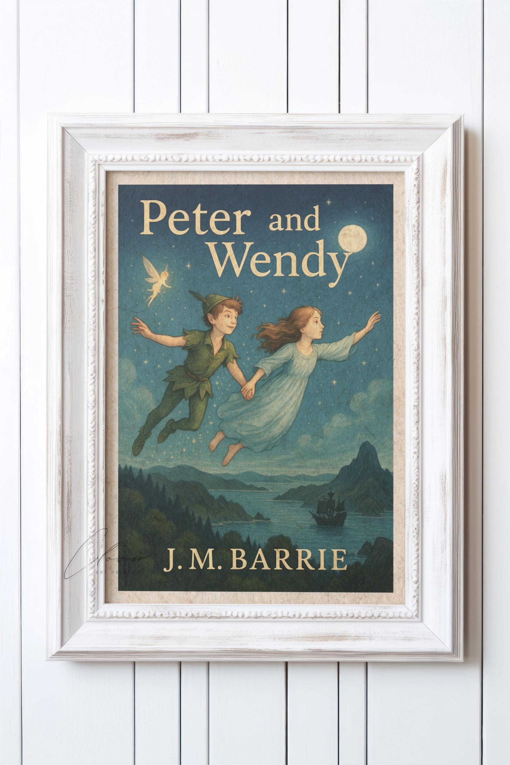 Peter Pan Wall Art Print | Vintage Peter and Wendy Book Cover