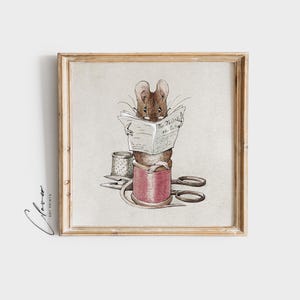 Le tailleur de Gloucester - Impression d'art de livre pour enfants | Jolie décoration murale pour chambre d'enfant de style vintage | Décoration de chambre d'enfants | Art du livre de Beatrix Potter