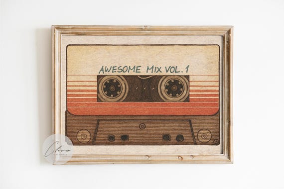 Retro Cassette Tape Wall Art Print – Vintage 80s Music Poster