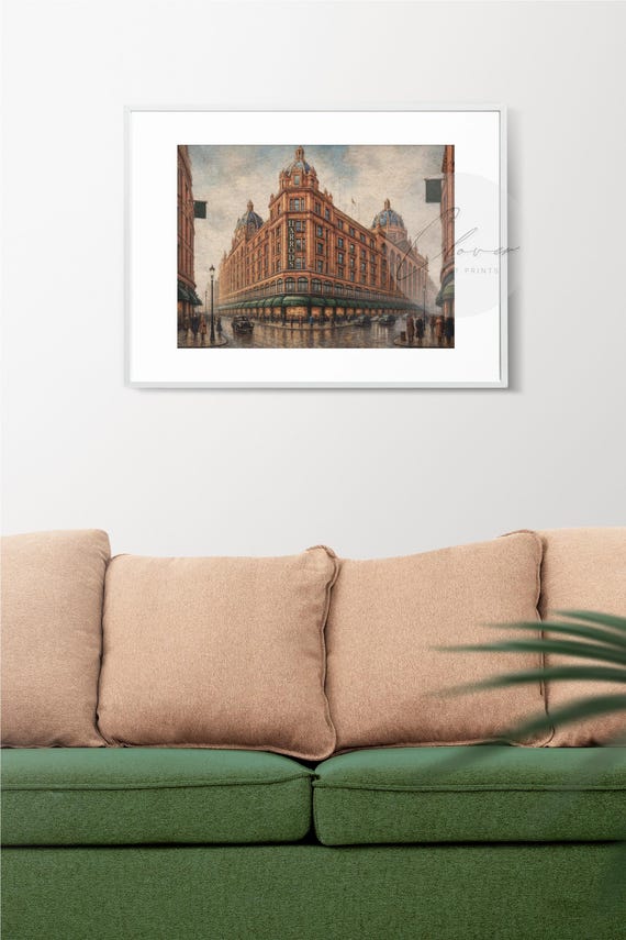 Vintage Harrods London Art Print | Classic British Architecture