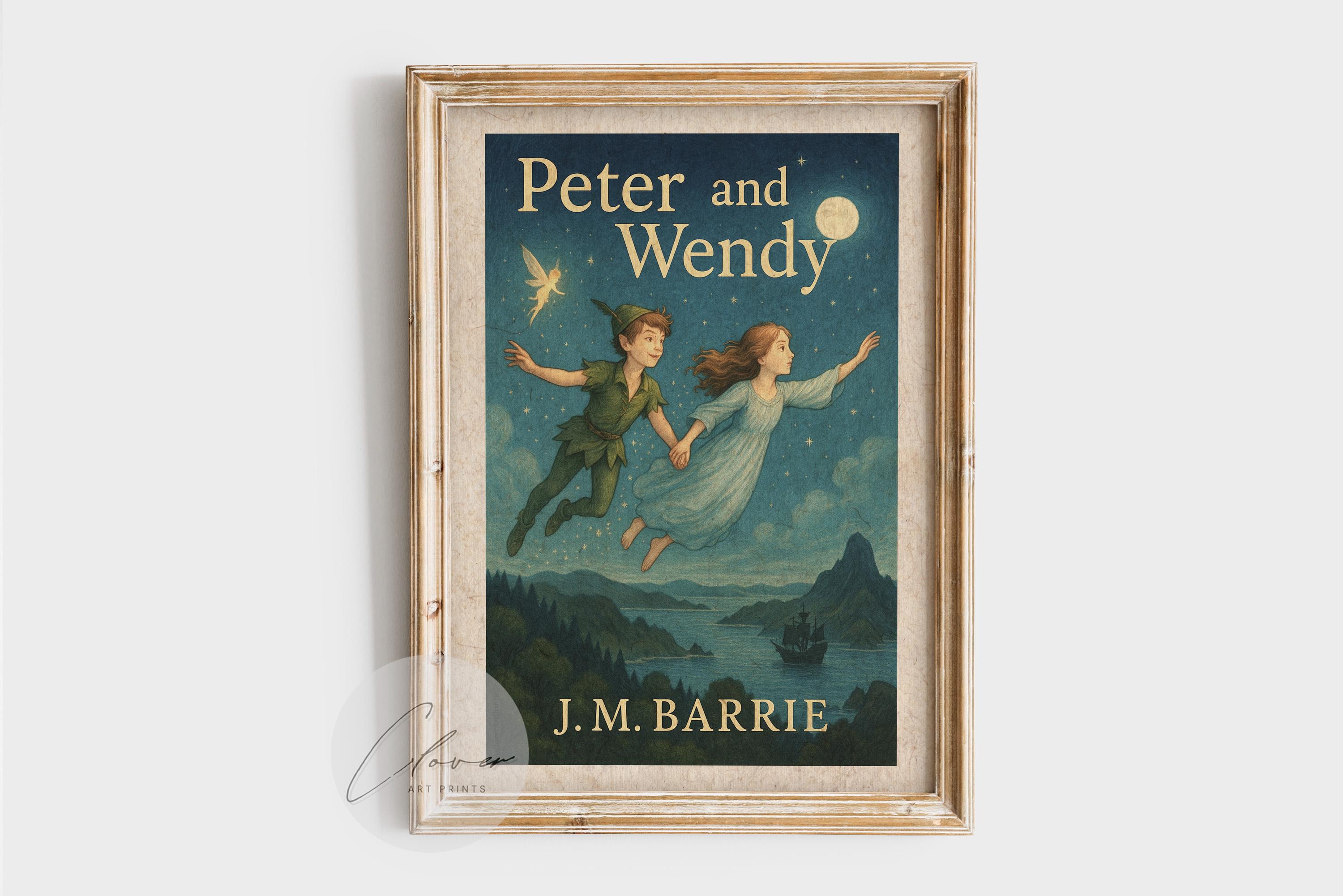 Peter Pan Wall Art Print | Vintage Peter and Wendy Book Cover
