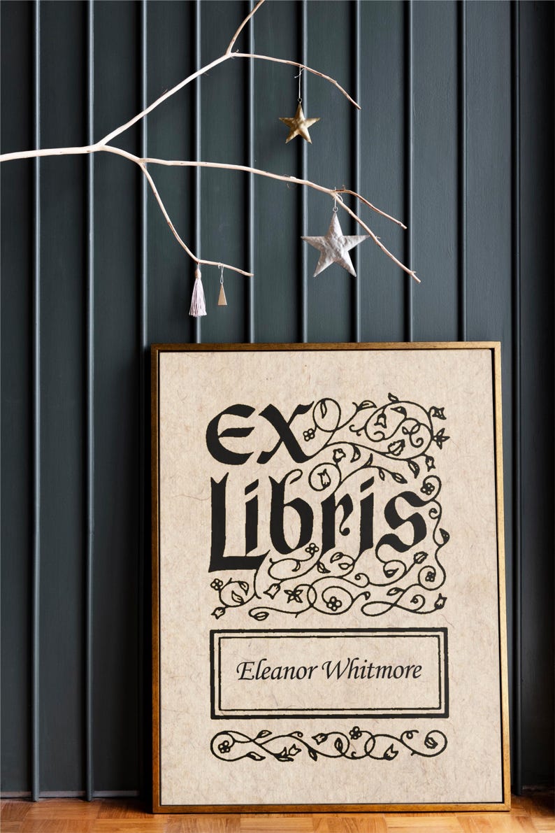 Custom Ex Libris Printable | Antique Digital Bookplate Print for ...