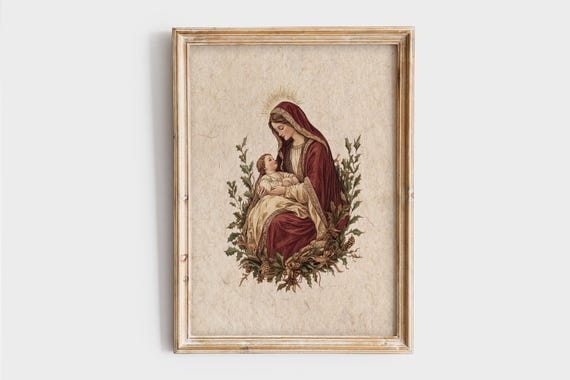 アンティークの聖母マリア絵画 | ヴィンテージクリスマス