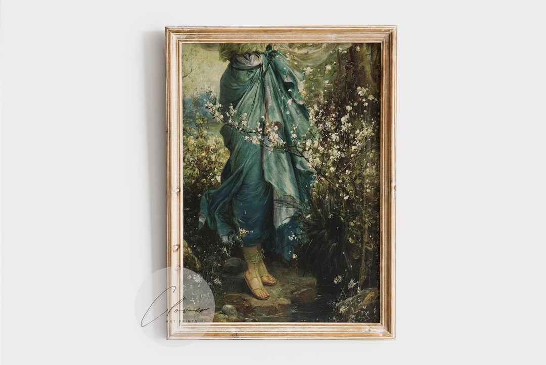 Pre-raphaelite Woman in Garden Art Print - Vintage Floral Painting ...
