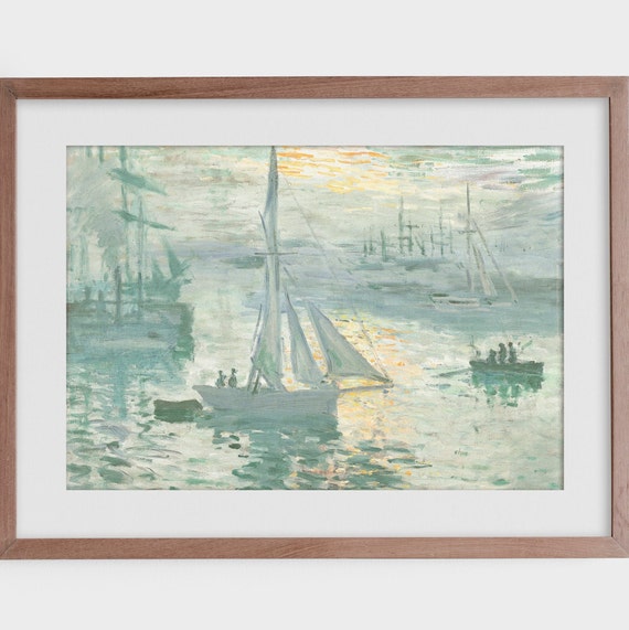 帆船絵画プリント ブルートーンの帆船の絵画 | 航海ヴィンテージアートワーク