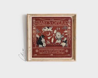 Portada del libro "La Ópera del Bebé" - Póster infantil de Walter Crane - Impresión vintage para guardería - Decoración de pared con descarga digital elaborada