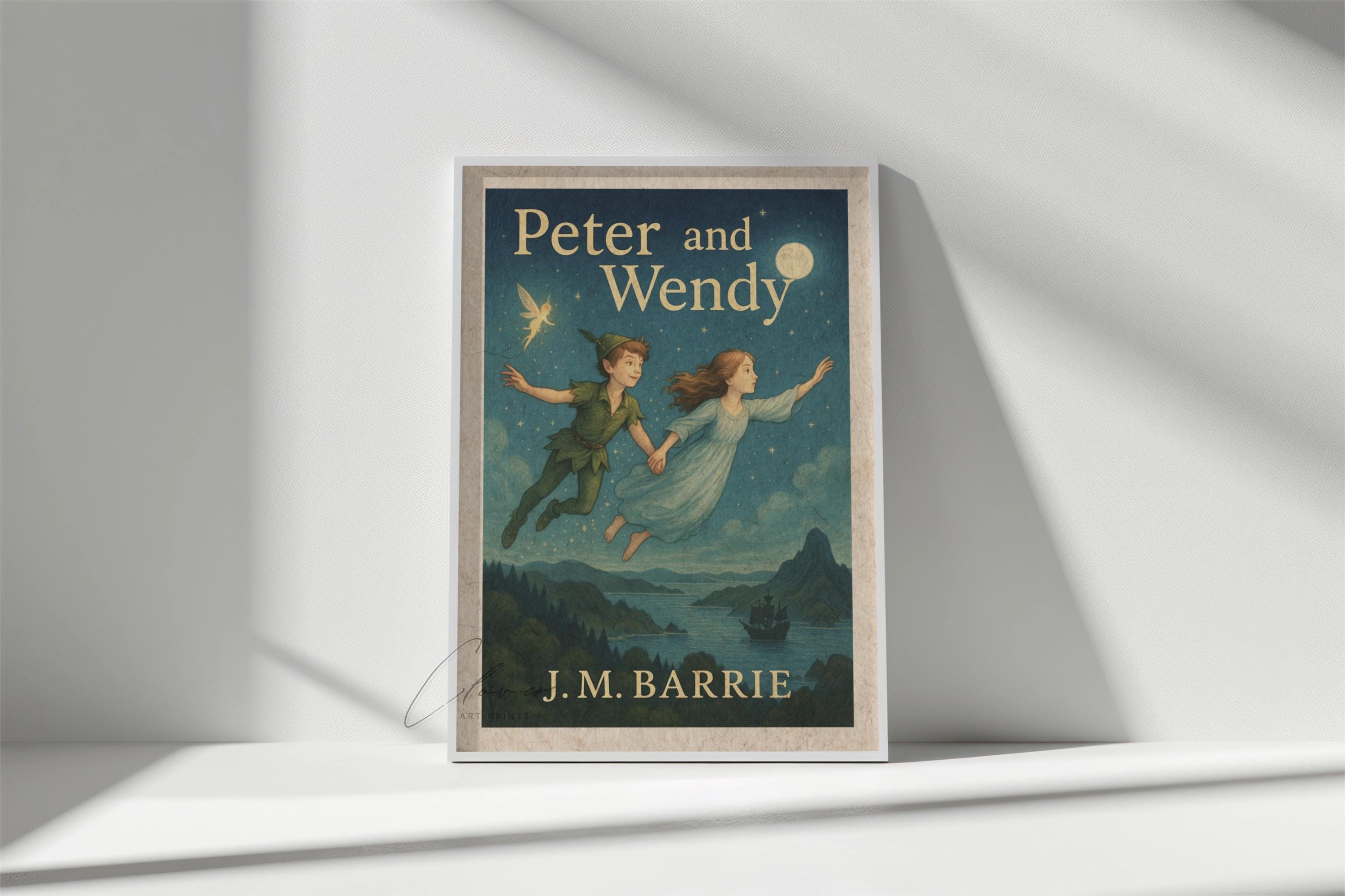 Peter Pan Wall Art Print | Vintage Peter and Wendy Book Cover