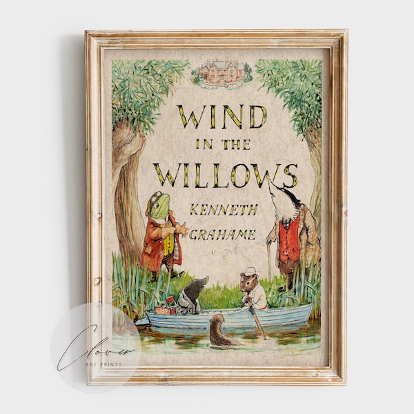 The Wind in the Willows Book Cover Art Print | Bookish Gift for Book Lover and Bookworm | Vintage Digital Printable | Classic Book Lover Art