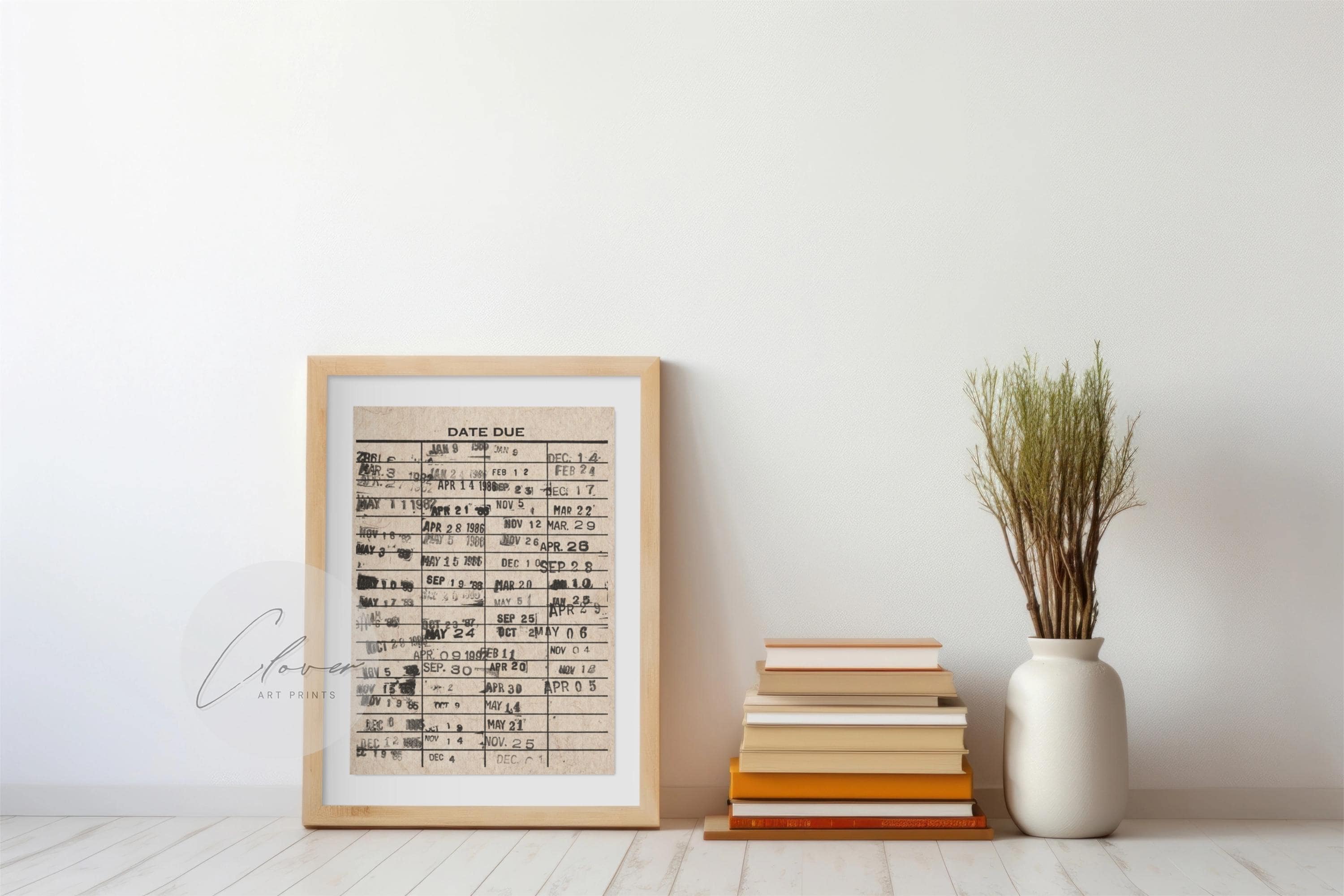 Vintage Library Due Date Wall Art PHYSICAL Poster, Library Decor, Reading Nook Art, Book Lover Gift, Retro Home Decor, Literary Wall Hanging