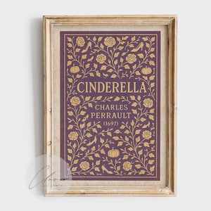 Assepoester boekomslag print | Vintage sprookjesachtige muurkunst | Charles Perrault klassiek verhaal illustratie woondecoratie | Betoverde muurafdrukken
