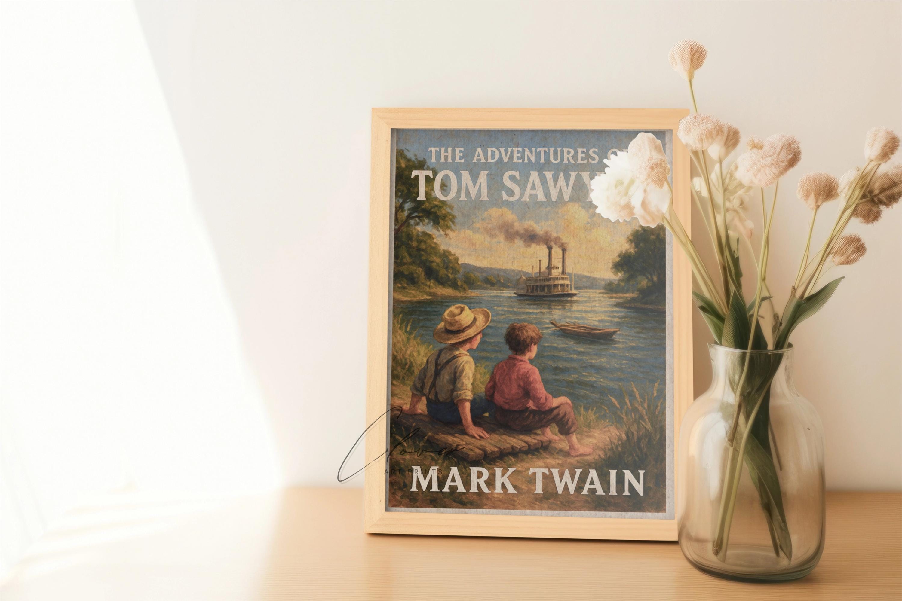 The Adventures of Tom Sawyer Vintage Book Cover Print | Mark Twain ...