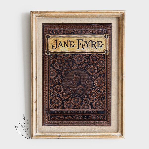 Jane Eyre Book Cover Art Print | Bookish Gift for Book Lovers and Bookworm | Vintage Digital Printable | Classic Book Lover Art