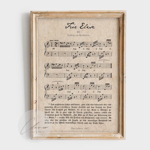 Für Elise Beethoven Vintage Sheet Music Print | First Edition 1867 Classical Piano Art for Music Lover | Antique Home Decor for Musicians