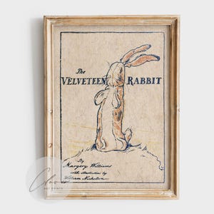 The Velveteen Rabbit Buchcover Kunstdruck | Bücherwurm Geschenk für Buchliebhaber | Vintage Digital Druckbare | Klassische Kinderbücher