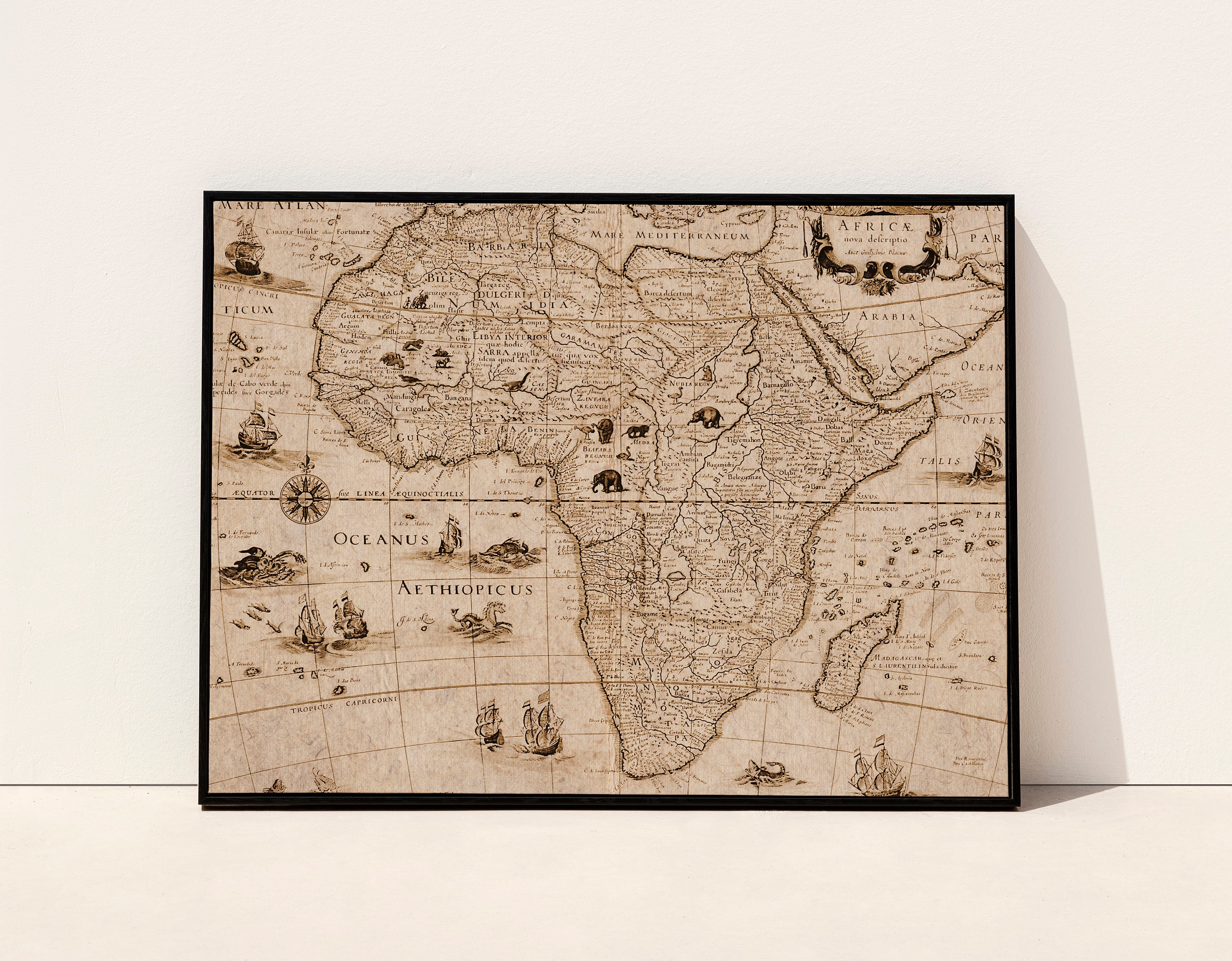 Vintage Map of Africa Illustration Print Antique Wall Decor Old Map of ...