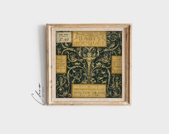 Copertina del libro "The Baby's Bouquet" - Poster vintage per la cameretta dei bambini di Walter Crane - Stampa di libri per bambini vintage - Download digitale di arte vittoriana