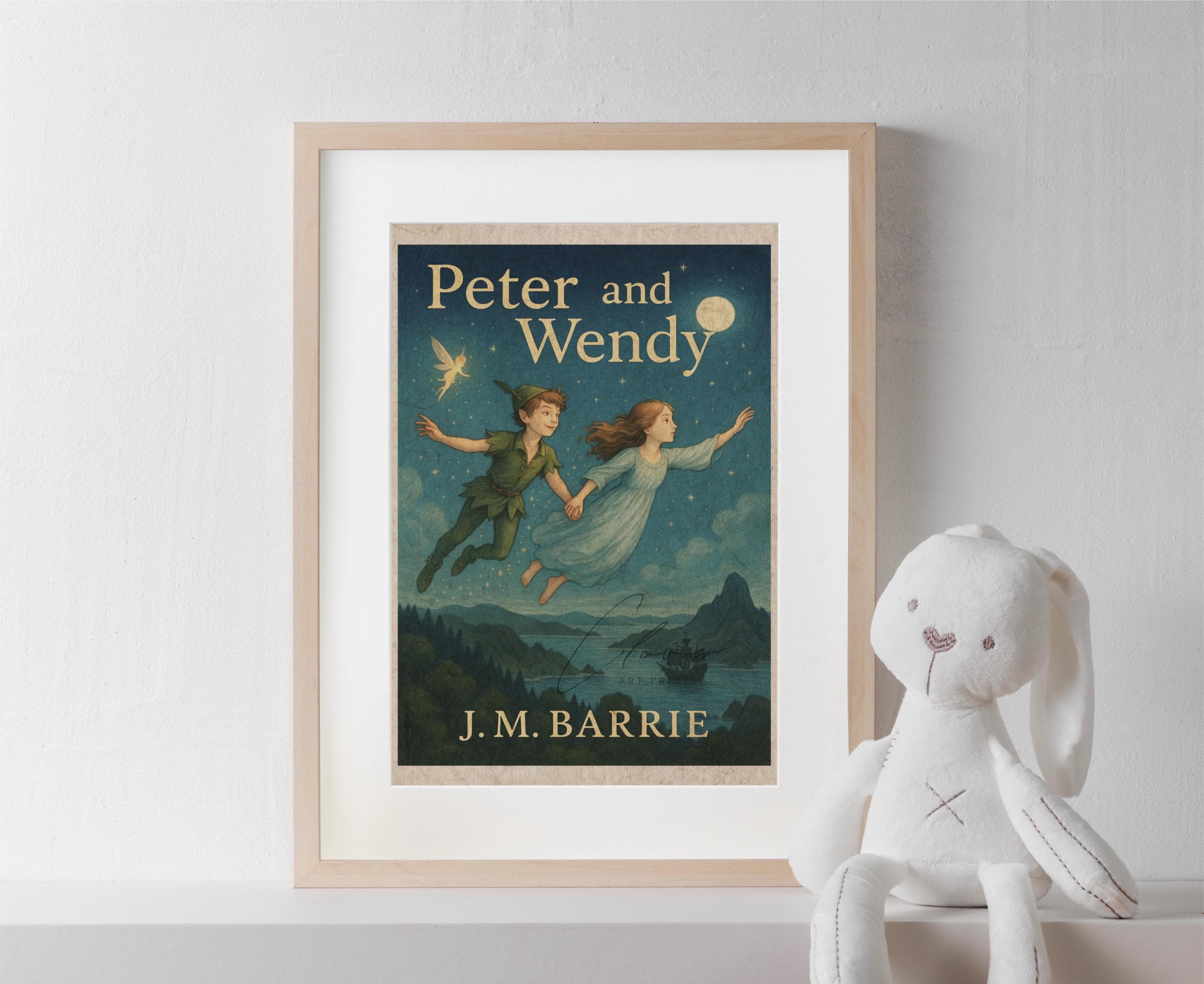 Peter Pan Wall Art Print | Vintage Peter and Wendy Book Cover