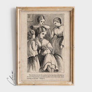 Little Women Vintage Digital Print | Bookish Gift for Book Lover and Bookworm | Vintage Digital Printable | Classic Endpaper Art Print