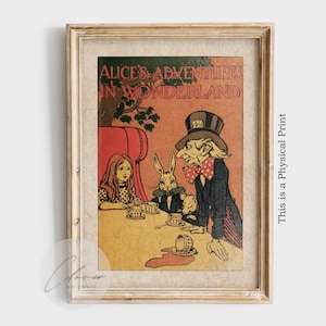 Alice in Wonderland Book Cover PHYSICAL Poster | Vintage Fairy Tale Wall Art | Mad Hatter Tea Party Print | Classic Literature Nursery Decor