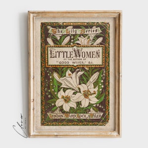 Little Women Vintage Book Cover Art Print | Bookish Gift for Book Lovers and Bookworm | Floral Digital Printable | Classic Book Lover Art