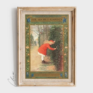 The Secret Garden Book Cover Art Print | Bookish Gift for Book Lovers and Bookworm | Vintage Digital Printable | Kids Room Wall Decor