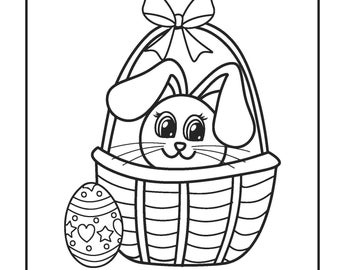 Digital Coloring Pages - Easter Bunny Coloring Pages - 15 Pages - Printable