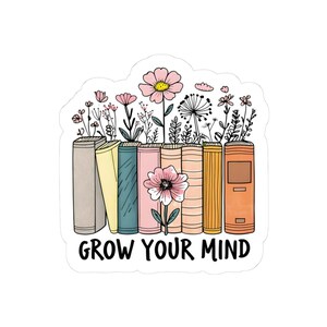 Naklejki Grow Your Mind - Inspirujące dekoracje książkowe, idealne dla uczniów, dzienników, laptopów i miłośników książek, prezenty akademickie