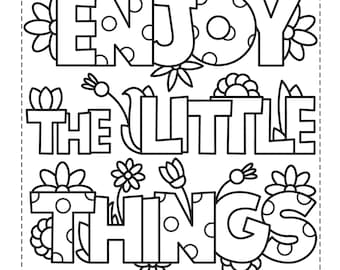 Digital Coloring Pages - Kid Inspired Quotes Coloring Pages - 20 Pages - Printable