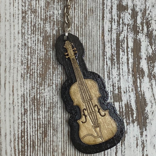 Wooden Violin Key Chain - Key Fob, Student Gift, Musician Gift, Music Teacher, Orchestra, Music, Musical