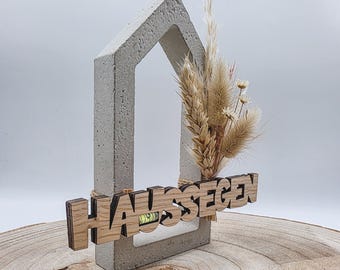 House blessing concrete house | Housewarming gift, home purchase gift, wedding gift | Modern home decor made of wood and concrete