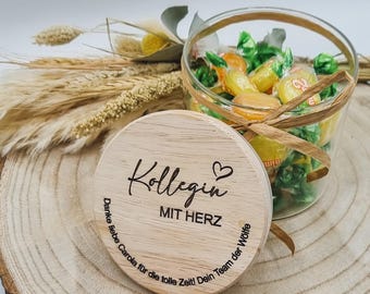 Personalisiertes Naschglas Mit Holzdeckel – 530 Ml, Graviert Mit Namen & Sternen