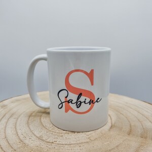 Taza personalizada con letra y nombre | Regalo para Navidad, colega de trabajo, familia, papá, mamá | Taza con texto deseado