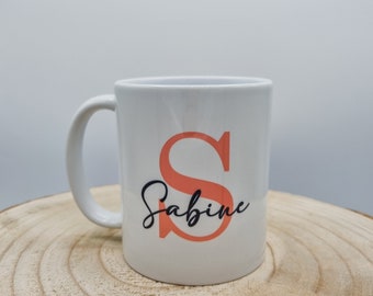 Tasse personalisiert mit Buchstabe und Name | Geschenk zu Weihnachten Arbeitskollege Familie Papa Mama | Tasse mit Wunschtext