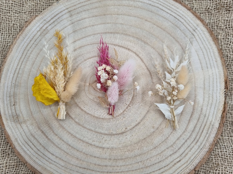 Ringkissen aus Holz mit Trockenblumen Baumscheibe Hochzeit Geschenk zum Jubiläum Trauringhalter mit Trockenblumen zdjęcie 7