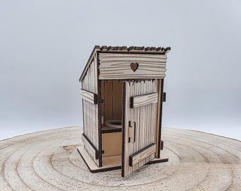 Miniature outhouse | Gnome toilet | Miniature toilet | Small gnome outhouse | Wooden gnome toilet
