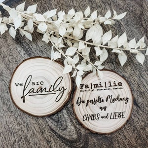 Fridge magnet saying &quot;Family&quot; | Tree disc with engraving