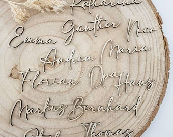 Personalisierter Schriftzug | Platzkarte für Hochzeit | Tischkarten Name | Schriftzug aus Holz