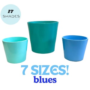 Hand-Painted Blue Terracotta Pot with Drainage: 17 Shades, 7 Sizes